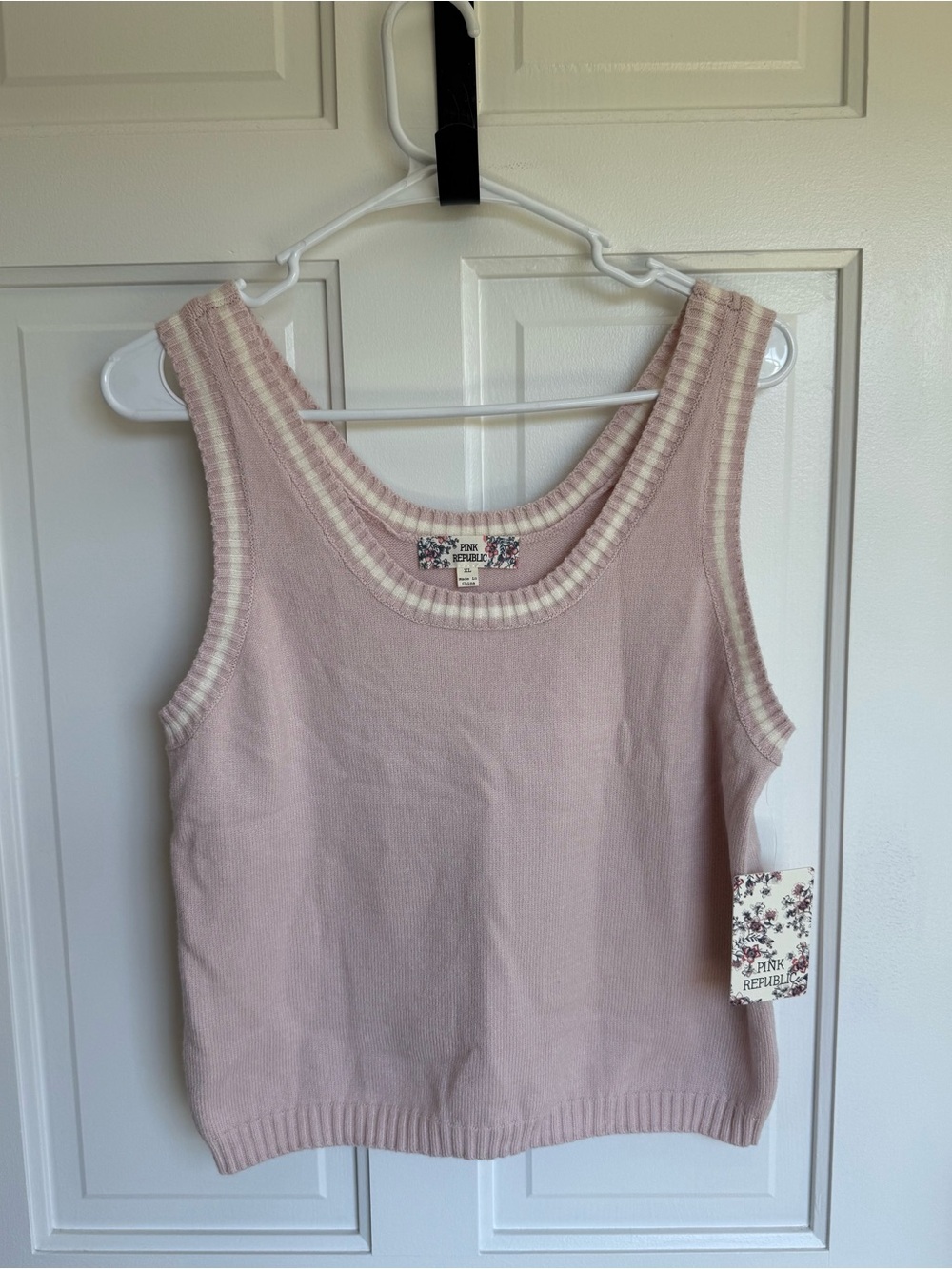 NWT Pink Republic Blush Pink Knit Sweater Tank Top‎ XL Cottagecore